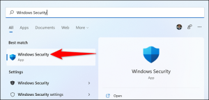 "Windows Security" را در لیست انتخاب کنید.